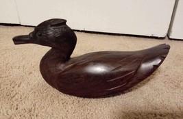 Vintage Hand Carved Solid Walnut Wood Duck Decoy Decorative Decor Deco S... - $27.00
