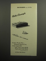 1951 Hattie Carnegie Advertisement - Cigarette Box, Letter Opener, paper... - $18.49