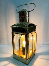 12&quot; Electric Vintage Stable Gold Brass Lantern Lamp Wall Hanging Home Decor - £46.94 GBP