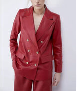 RED Women's Leather Blazer New Genuine Soft Lambskin Leather Handmade Fo... - $159.75+