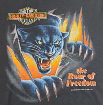 Vtg 1992 Harley Davidson The Roar Of Freedom Black 3D Emblem Image Shirt... - £188.91 GBP