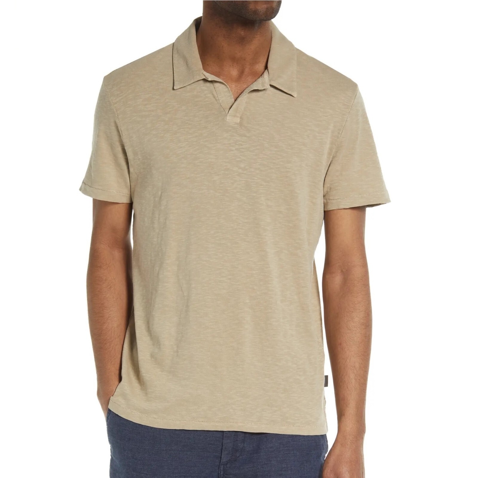 John Varvatos Men&#39;s Short Sleeve Zion Johnny Collar Polo Shirt Garment W... - $48.12