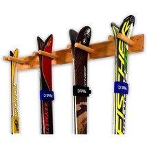 Timber Ski Wall Rack, 4 Pairs Of Skis Storage, Wood Home And Garage Mount System - £78.83 GBP