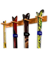 Timber Ski Wall Rack, 4 Pairs Of Skis Storage, Wood Home And Garage Moun... - £77.82 GBP