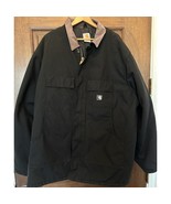 Vintage Carhartt Black Union Made Work Duck Jacket Corduroy Collar Mens ... - $100.78 CAD