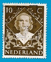 Used Netherlands Postage Stamp (1948) 10c Coronation of Queen Juliana - Scott #  - £1.55 GBP