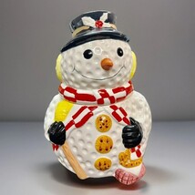Cute Vintage Gibson Snowman Golfball Cookie Jar Christmas Holiday Canister - $27.72