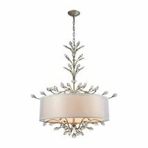  HORCHOW Drum Shade Crystal Leaves Organic Twigs Organza Shade Chandelier XL - £818.29 GBP