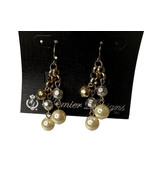 NEW Premier Designs Wow Factor Gold Silver Plated Faux Pearl Dangle Earr... - $26.08 CAD