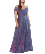 XSCAPE &quot;Estelle&quot; Off-the-Shoulder Glitter Gown Black Fuchsia Plus Size 2... - $271.35 CAD