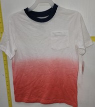 Boys Short Sleeve Dip Dyed White Coral Ringer T-shirt Size XL/XG  (14-16) - $12.86