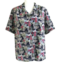 Vintage 80s TRUFFLES Women&#39;s Geometric Colorful Blouse Top Shirt Size 12... - $34.31