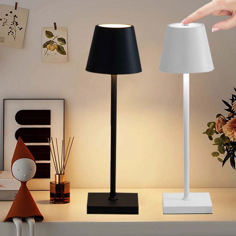 Rechargeable led night reading light touch stepless dimming bedside desk lamp hotel bar thumb200