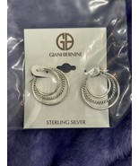 Giani Bernini 1 1/16&quot; Sterling Silver Triple Hoop Click Back Earrings - $19.79