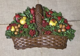 Vintage Homco Plastic Fruit Basket Wall Hanging Mid Century Modern Cotta... - £10.88 GBP