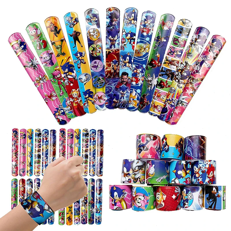 24 Pcs Sonic The Hedgehog Slap Bracelets Birthday Party Favors Supplies ... - £9.55 GBP+