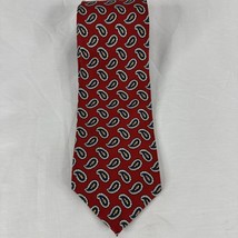 Lauren by Ralph Lauren 100% Silk Red Gold Paisley Neck Tie Hand Made in ... - €9,85 EUR