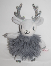 Gray Furry Reindeer 7&quot; Silver Sparkle Antlers Feet Plush Soft Toy Komar Kids - £10.07 GBP