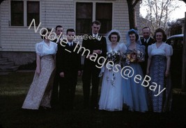 1949 Bride Groom Wedding Party Manhattan KS Red-Border Kodachrome Slide - £2.73 GBP