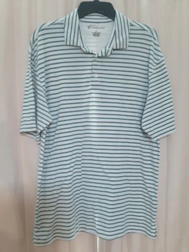Primary image for Oxford Golf Mens Size XL Super Dry Coolmax White Green Striped Golf Polo Shirt