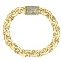 1.40 TCW Diamond Clasp Mariner Link Men&#39;s Bracelet 14k Yellow Gold 56 g 8.5&quot; - £5,908.38 GBP
