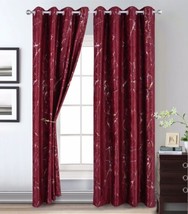 Bella Marble Burgundy Color Blackout Decorative Windows Curtains 2 Pcs - £39.46 GBP