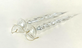 Vintage Jumbo Blown Glass Icicle Christmas Ornaments Iridescent Clear Large 9&quot;  - $20.00