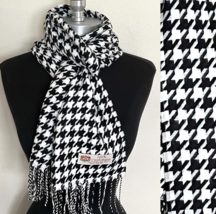 Men Womens Winter 100% CASHMERE Scarf Black/White Hounds tooth #W107 - £7.58 GBP