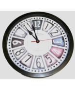 14&quot; ROUND MODERN DISTRESSED QUARTZ WALL CLOCK LARGE BLACK HANDS &amp; NUMBERS - $28.06