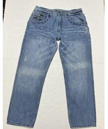 Jordan Craig Jeans Men 38x32 Blue Distressed Straight Leg Medium Wash Baggy - $532.29 MXN
