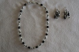 Black Silver Clear Plastic Beads Magnetic Clasp Necklace Hook Earring Se... - $267.48 MXN