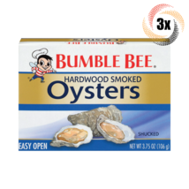 3x Packs Bumble Bee Shucked Hardwood Smoked Oysters | 3.75oz | Easy Open Can! - £14.75 GBP
