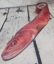 Ralph Marlin Vintage Neck Tie 1986 Rainbow Trout Fish Novelty Skinny 2.5&quot; x 56&quot; - £13.48 GBP