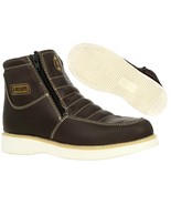 Mens Brown Work Boots Rubber Sole Anti Slip Oil Resistant Shoes Zipper - £47.95 GBP