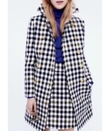 J.crew 100% Wool White Black Green Plaid Double Button Trench Coat Jacke... - £73.54 GBP