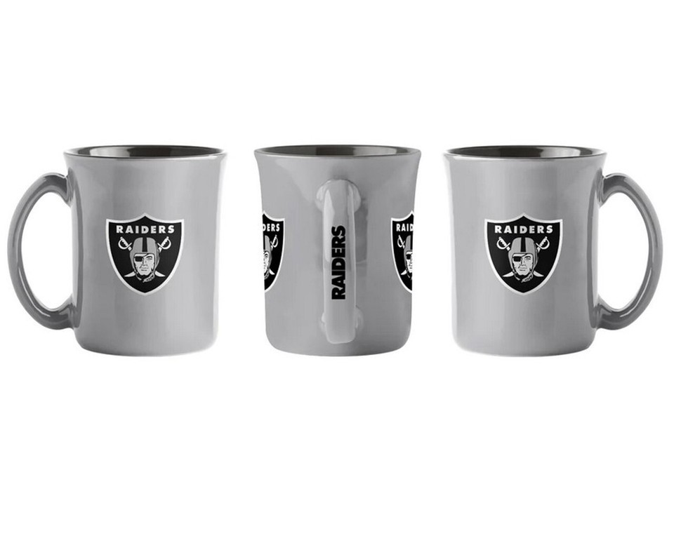 Raiders 623 NFL Café Coffee Tea Cup Mug 15 oz. Silver Grey Black Interior Item image 2