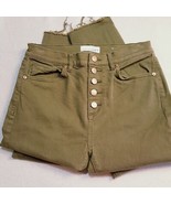 LOFT Olive Green High Rise Button Fly Fray Jeans Size 26 0192 - $34.84 CAD