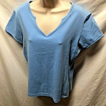 Westbound Womens Sz M Stretch Knit Tee T-shirt Top Shirt Blue VNeck  - £7.78 GBP
