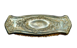 Antique Silverplate Clothes Vanity Brush Repousse Florals Monogrammed 7.5&quot; *READ - £10.01 GBP