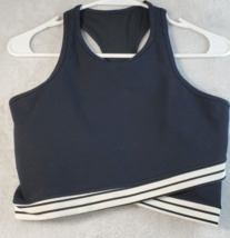 Glyder Sports Bra Womens Size Medium Black Knit Nylon Cross Back Logo Ro... - $13.69