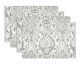Watercolor Damask Indoor Outdoor Placemats in Gray Paisley Beach Summer ... - £28.41 GBP