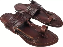 Mens Kolhapuri Soft Leather chappal handmade Flat HT3 ethnic Sandal US size 7-12 - £29.31 GBP