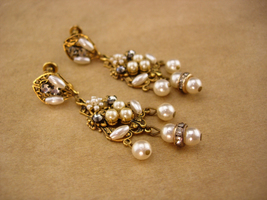 Unsigned Haskell earrings - Bridal chandelier drop screw back earrings -  - £194.75 GBP