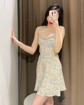 Zara Mini Floral Ruffle Strap Sweetheart Neckline Colorful Dress SZ L - £25.73 GBP