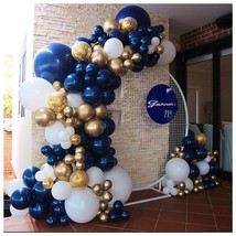 Navy Blue And Gold Balloons Arch Kit-134Pcs Navy Blue Gold White Balloons Garlan - £12.70 GBP