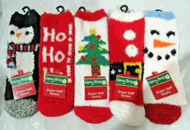Super Soft Socks Christmas Stuff on White by Merry Brite Select Design B... - $10.99
