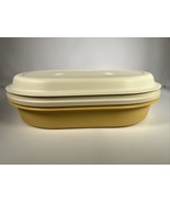 Vintage Tupperware Harvest Gold &amp; Almond Hot Cold 3 Piece Server 1326 13... - £8.87 GBP