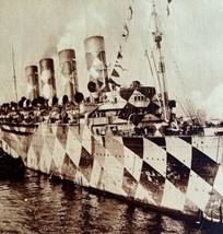 Mauritania Camo Battleship New York Harbor 1920s WW1 Navy Military GrnBin2 - £31.34 GBP