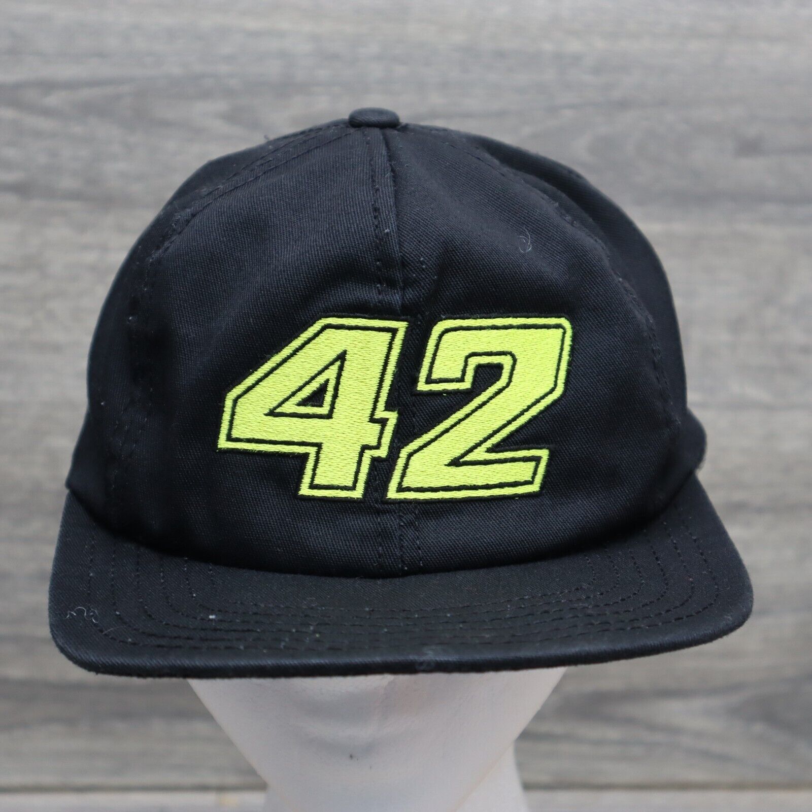 Vintage Racing Hat Men Black Yellow Snap Back Cap Casual Petty #42 Nascar Racing - £17.89 GBP