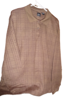 ARROW mens knit top, L, LONG SLEEVED, BROWN PLAID (clst bx) - $2.80